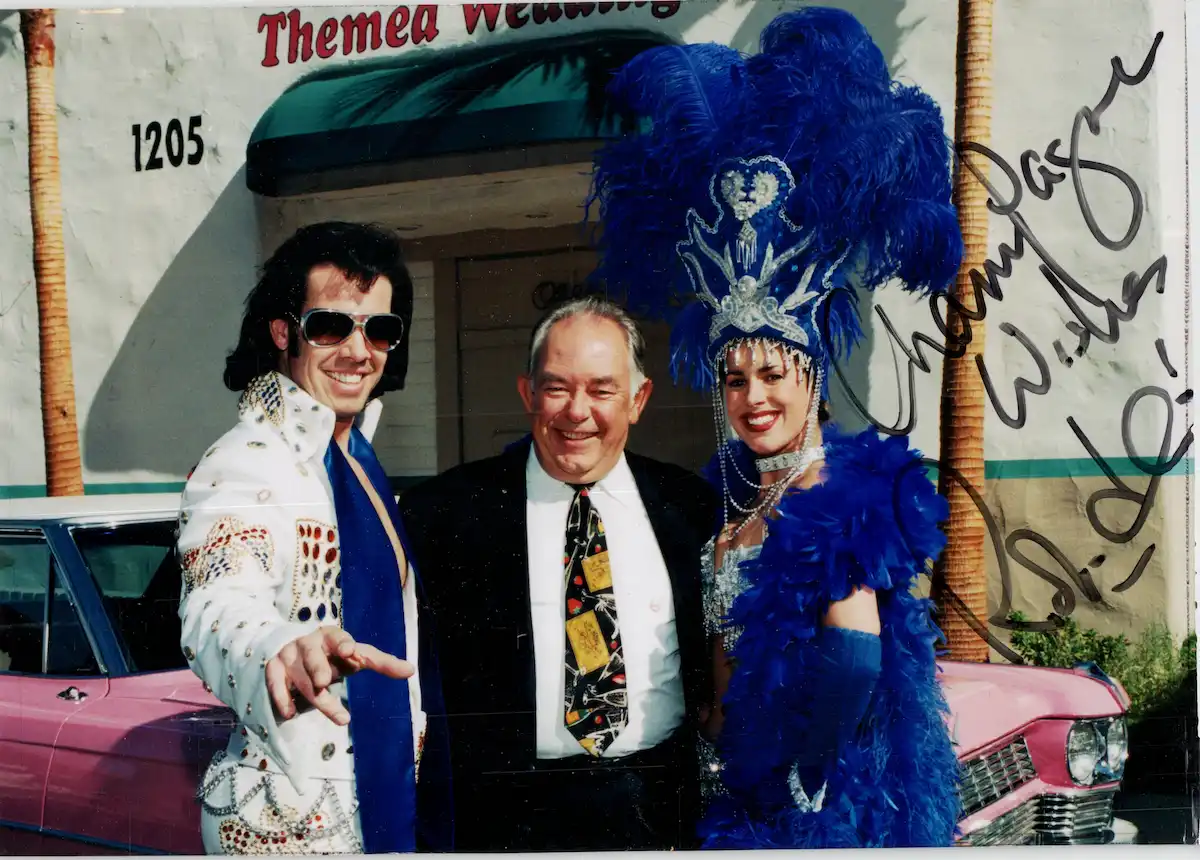 Robin Leach, host of Lifestyles of the Rich and Famous, who held his celebration at Viva Las Vegas Weddings
