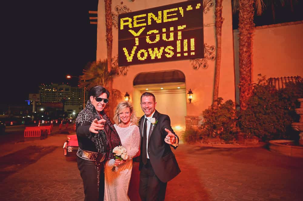 Happy couple at their vow renewal ceremony in Vegas